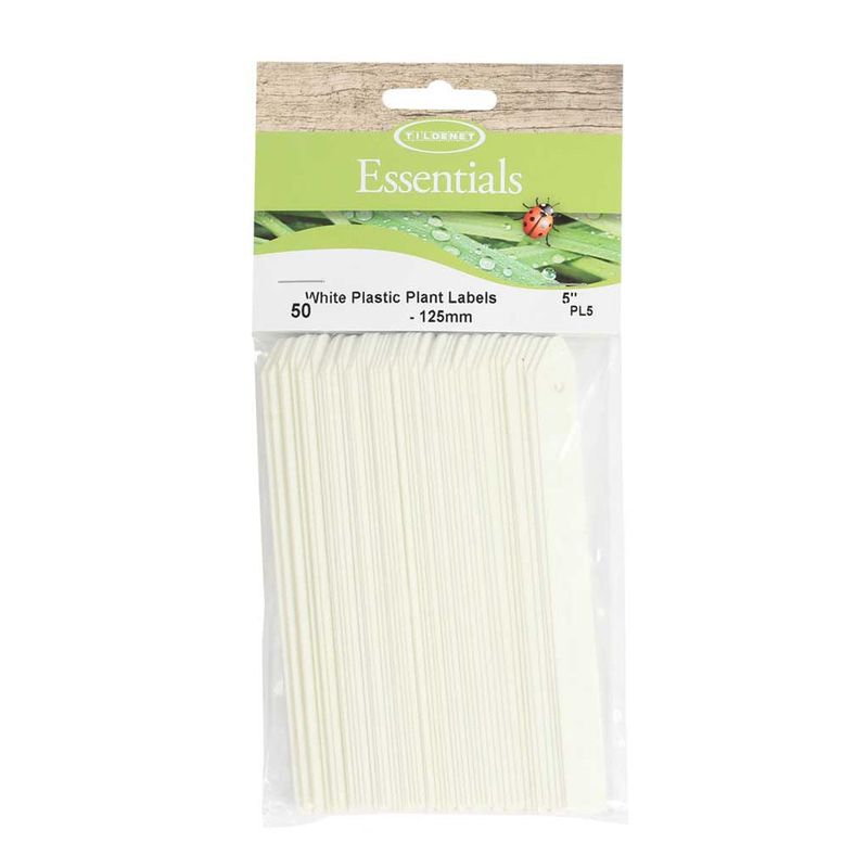 Hvite planteetiketter i plast (50 stk) 12,5 cm lang